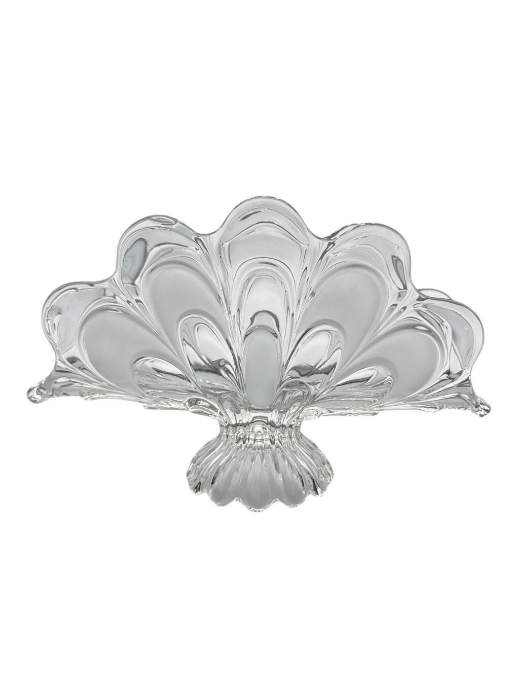 Vintage Bohemia Glass Fan Shaped Scalloped Napkin Holder